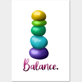 Balance. (Shiny Rainbow Stacked Rocks) Posters and Art